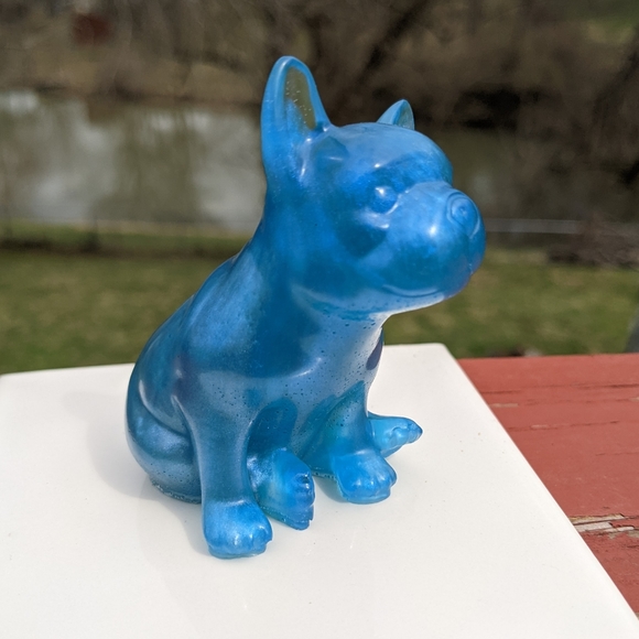 Blue Frenchie Bulldog Handmade Resin Art Cute OOAK Dog Dogs Pet - Picture 8 of 10